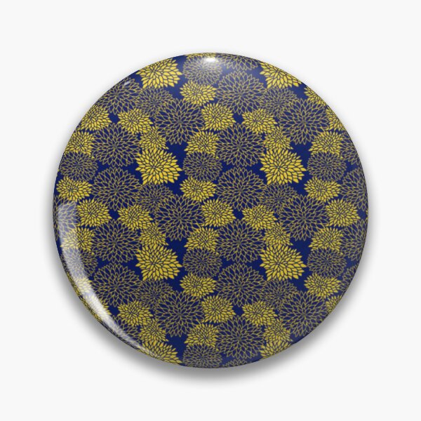 Item preview, Japanese Chrysanthemum Floral Pattern - Elegant Navy Blue and Yellow Wagara designed and sold by vekotpu.