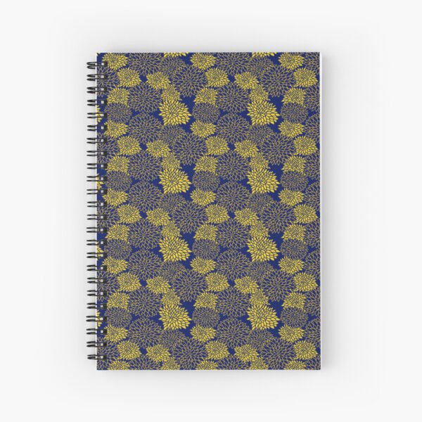 Item preview, Japanese Chrysanthemum Floral Pattern - Elegant Navy Blue and Yellow Wagara designed and sold by vekotpu.