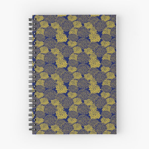 Item preview, Japanese Chrysanthemum Floral Pattern - Elegant Navy Blue and Yellow Wagara designed and sold by vekotpu.