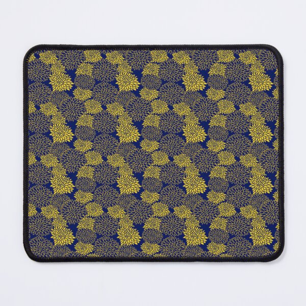 Item preview, Japanese Chrysanthemum Floral Pattern - Elegant Navy Blue and Yellow Wagara designed and sold by vekotpu.