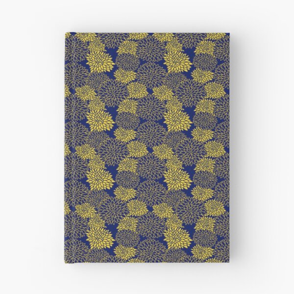 Item preview, Japanese Chrysanthemum Floral Pattern - Elegant Navy Blue and Yellow Wagara designed and sold by vekotpu.
