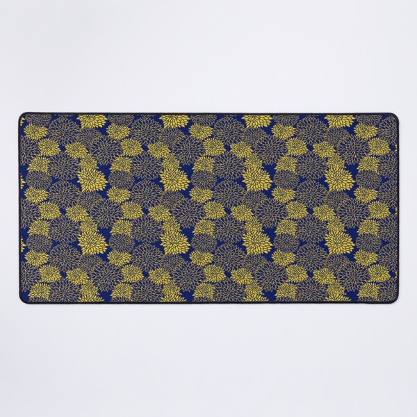 Item preview, Japanese Chrysanthemum Floral Pattern - Elegant Navy Blue and Yellow Wagara designed and sold by vekotpu.