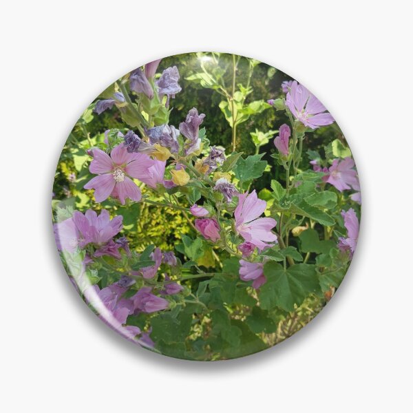 Item preview, Pink Common Mallow Flowers Blooming in a Sunny Garden designed and sold by PhuongVoArt.