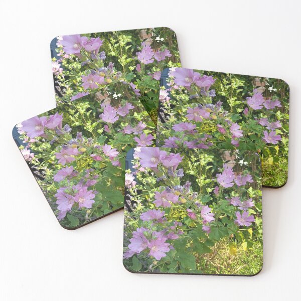Item preview, Pink Common Mallow Flowers Blooming in a Sunny Garden designed and sold by PhuongVoArt.