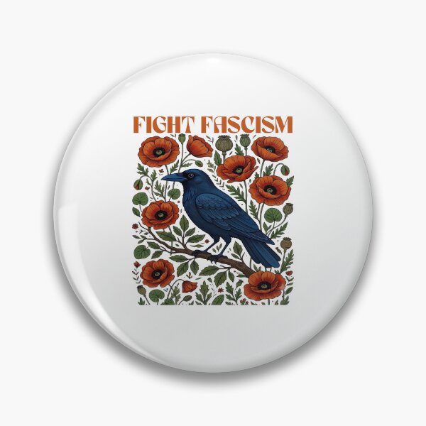 Item preview, Fight Fascism Raven Poppy Flowers Gothic Anti Fascist Protest designed and sold by PixlCrypt.