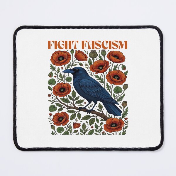Item preview, Fight Fascism Raven Poppy Flowers Gothic Anti Fascist Protest designed and sold by PixlCrypt.