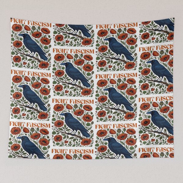 Item preview, Fight Fascism Raven Poppy Flowers Gothic Anti Fascist Protest designed and sold by PixlCrypt.