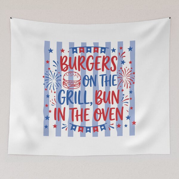 Item preview, Retro Burgers On The Grill Bun in The Oven Pregnant  designed and sold by Ali-printshop.