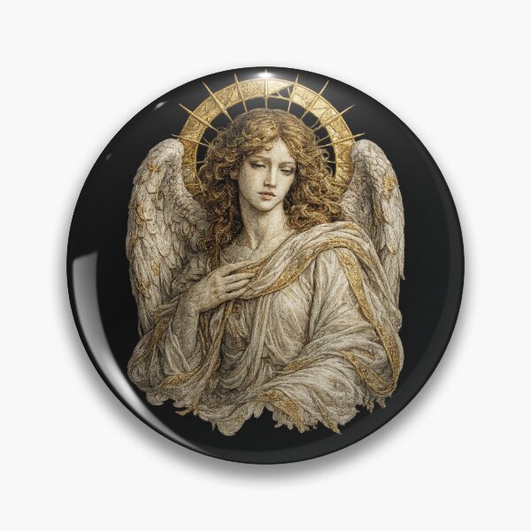 Item preview, Renaissance Angel Embroidery | Sacred Luxury Divine Portrait Gothic Baroque Art designed and sold by Emoji Emblems.