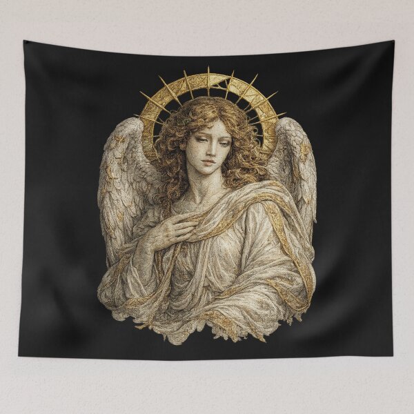Item preview, Renaissance Angel Embroidery | Sacred Luxury Divine Portrait Gothic Baroque Art designed and sold by Emoji Emblems.