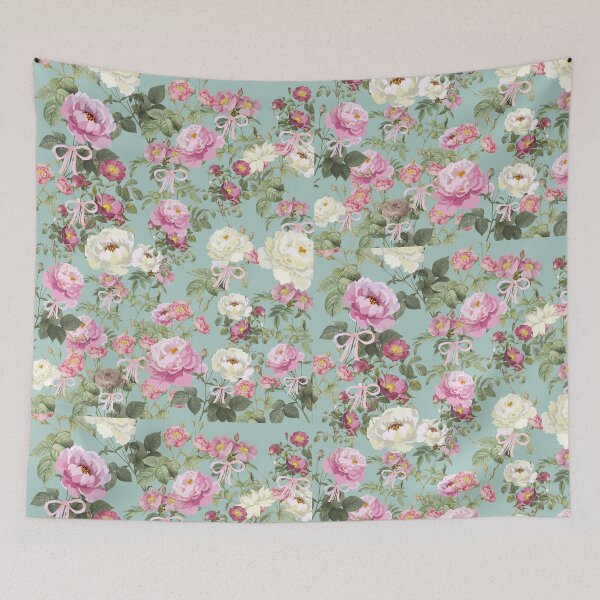Item preview, Vintage Pink Roses & Coquette Bows Floral Pattern | Cottagecore Botanical Design designed and sold by Asmaa Abdul-Azim.