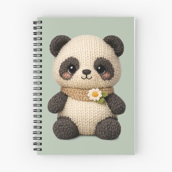 Item preview, Cute Knitted Panda Plush | Kawaii Cottagecore Knitted Animal Art designed and sold by PopCulturePixel.