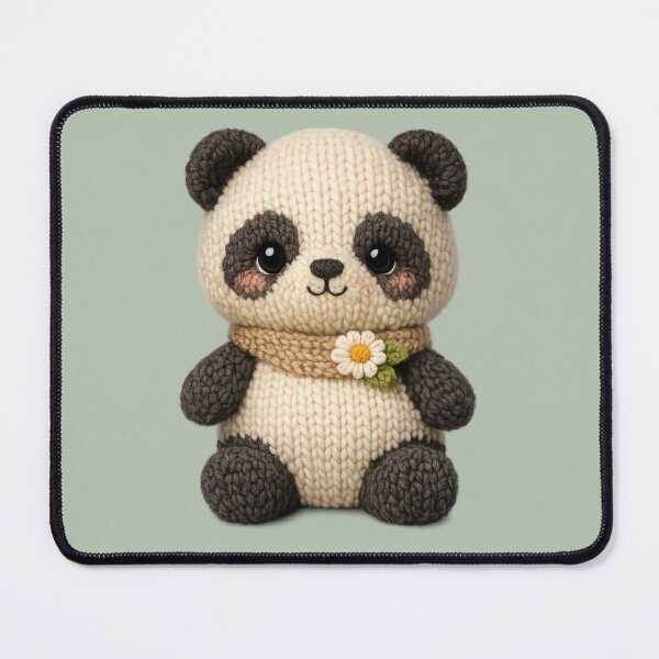 Item preview, Cute Knitted Panda Plush | Kawaii Cottagecore Knitted Animal Art designed and sold by PopCulturePixel.