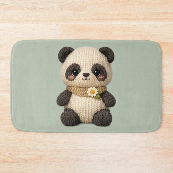 Item preview, Cute Knitted Panda Plush | Kawaii Cottagecore Knitted Animal Art designed and sold by PopCulturePixel.
