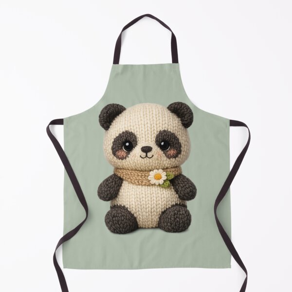 Item preview, Cute Knitted Panda Plush | Kawaii Cottagecore Knitted Animal Art designed and sold by PopCulturePixel.