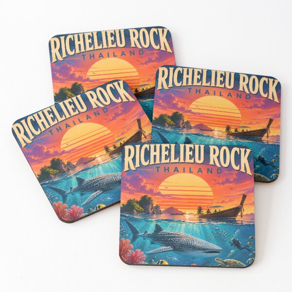 Item preview, RICHELIEU ROCK Thailand Retro Sunset Travel Poster – Andaman Sea Coastal Artwork designed and sold by Spirit of Siam.