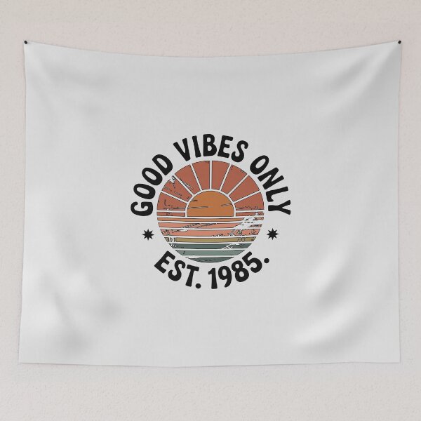 Item preview, Distressed Good Vibes Only Est 1985 Retro Sun designed and sold by Enea Kelo.