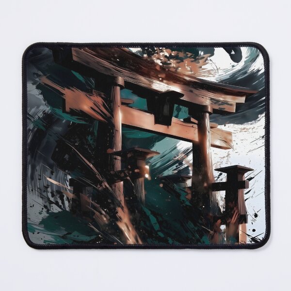 Item preview, Abstract Torii Gate Ink Brush Art | Japanese Zen Shrine Wall Art | Sumi-E Inspired Digital Painting designed and sold by Dyan4.