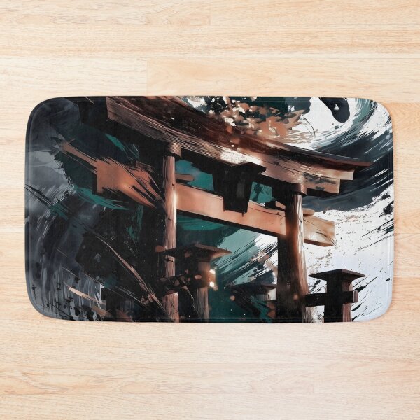 Item preview, Abstract Torii Gate Ink Brush Art | Japanese Zen Shrine Wall Art | Sumi-E Inspired Digital Painting designed and sold by Dyan4.
