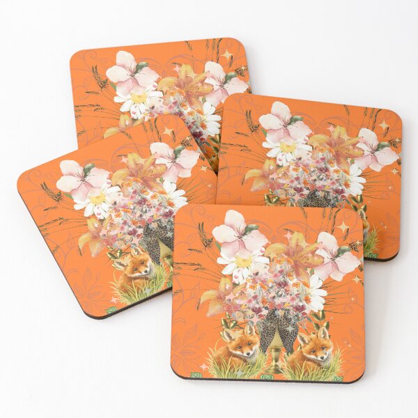 Item preview, Potted floral design art in orange shades designed and sold by Extremeallie.