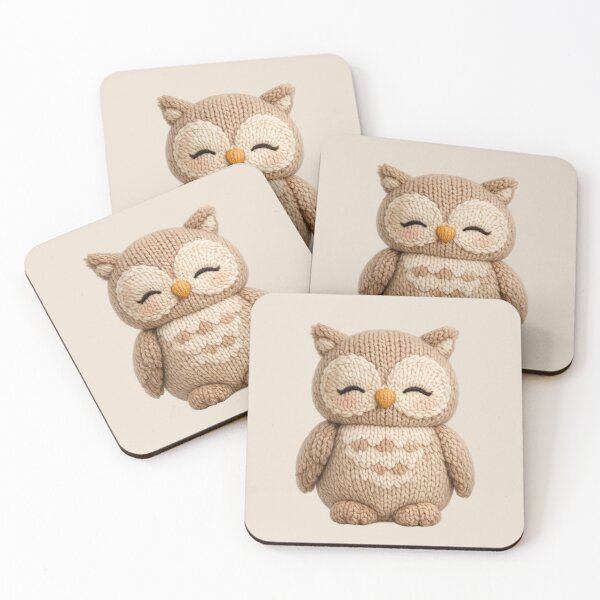 Item preview, Cute Knitted Owl Plush | Kawaii Cottagecore Woodland Animal Art designed and sold by PopCulturePixel.