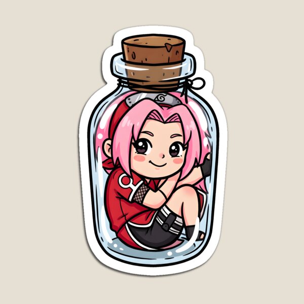 Item preview, Tiny Bottle Sakura Haruno | Naruto Cute Squished Anime Design designed and sold by SquashPopArt.
