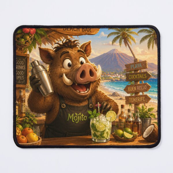 Item preview, Mojito the Bartender Boar — Tenerife Beach Bar designed and sold by CanaryVibesArt.