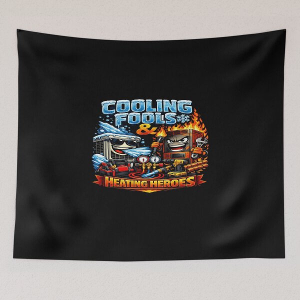 Item preview, Cooling Fools & Heating Heroes - Funny HVAC Tech Cartoon Design designed and sold by FrozenHeat97.