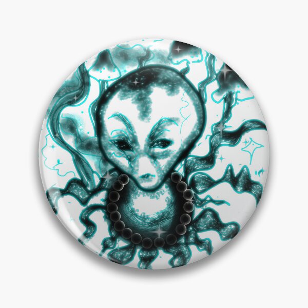 Item preview, Neon Turquoise Alien Lineart - Cyber Trippy Edition designed and sold by Ideniquo.