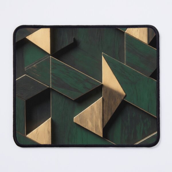 Item preview, 3D Embossed Green Gold Geometric Triangle Pattern designed and sold by IntelliMindDesigns.
