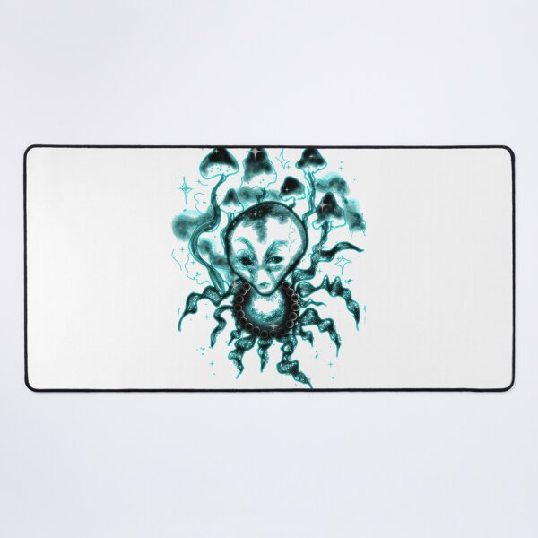 Item preview, Neon Turquoise Alien Lineart - Cyber Trippy Edition designed and sold by Ideniquo.