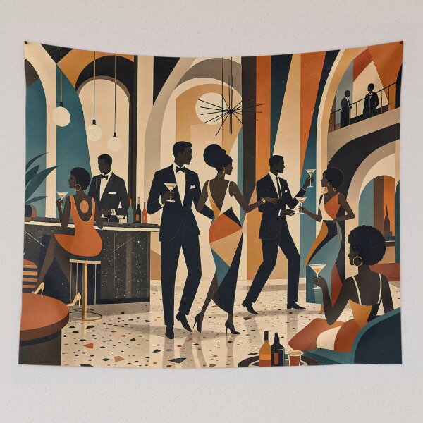 Item preview, Mid Century Modern Art Martinis At The Night Club designed and sold by Lee Hiller Designs.