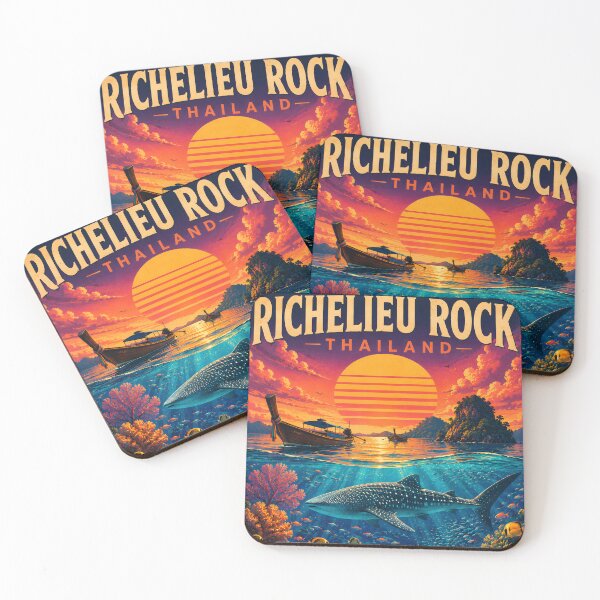 Item preview, Richelieu Rock Thailand Retro Sunset Travel Poster – Andaman Sea Coastal Artwork designed and sold by Spirit of Siam.