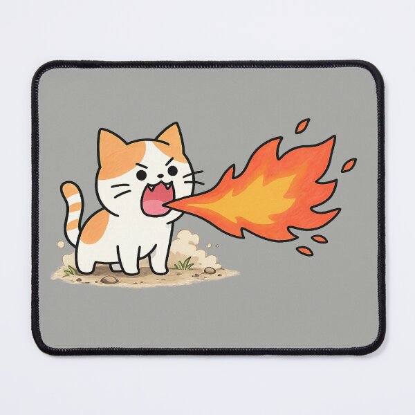 Item preview, Fire-Breathing Cat – Cute Chaos Cartoon Illustration designed and sold by lungpleecha.