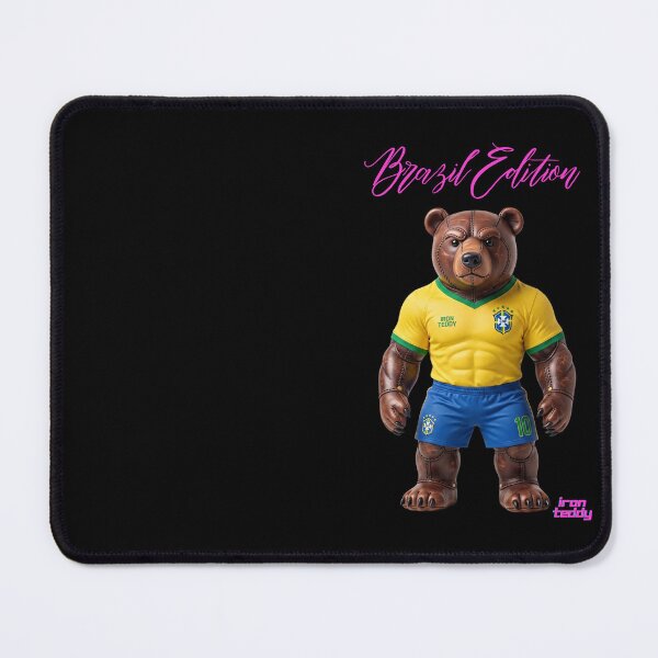 Item preview, Brazil Soccer Iron Teddy - Muscular Football Bear designed and sold by Woof-zil.