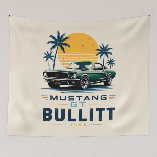 Item preview, 1968 Mustang GT Bullitt Retro Sunset Vintage Classic Car designed and sold by EdGraphy.