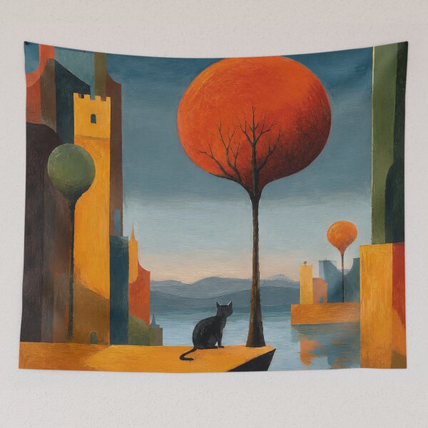 Item preview, black cat wall art, Lollypop trees designed and sold by ThingsCatsDo.