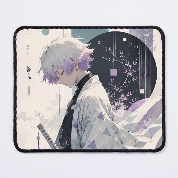 Item preview, Ethereal White-Haired Swordsman | Japanese Anime Inspired Pastel Samurai Wall Art designed and sold by Dyan4.