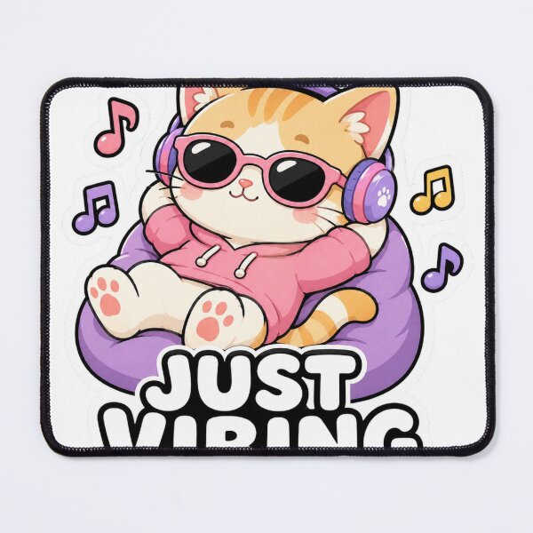 Item preview, Just Vibing Cute Kawaii Cat Meme Sticker Chill designed and sold by MoodyMeows.