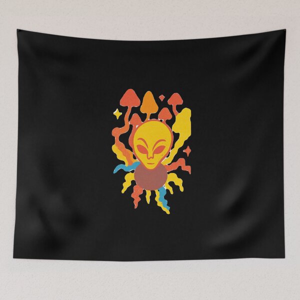 Item preview, Psychedelic Solar Alien with Orange Magic Mushrooms designed and sold by Ideniquo.