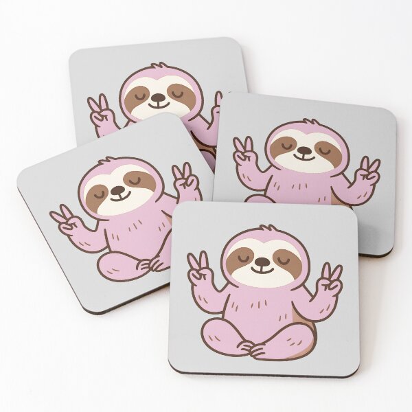 Item preview, Cute Pastel Pink Zen Sloth Peace Sign designed and sold by MerchPOW.