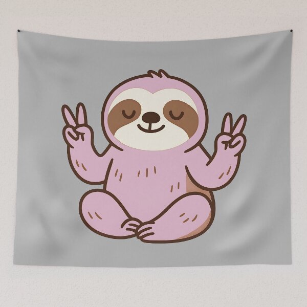Item preview, Cute Pastel Pink Zen Sloth Peace Sign designed and sold by MerchPOW.