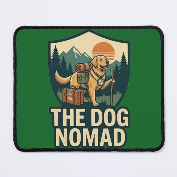 Item preview, The Dog Nomad Golden Retriever Hiking Travel Adventure designed and sold by thoughtswear.