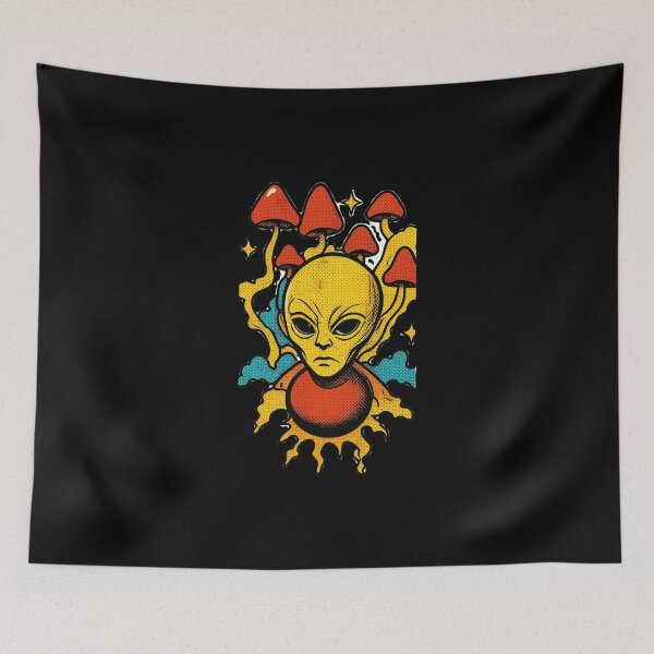 Item preview, Retro Comic Alien with Solid Red Mushrooms designed and sold by Ideniquo.