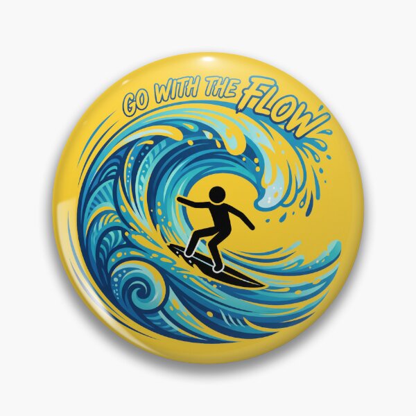 Item preview, Go With The Flow Stickman Surf T-Shirt | Minimal Surfing Vector Design designed and sold by Chroma Dreams .