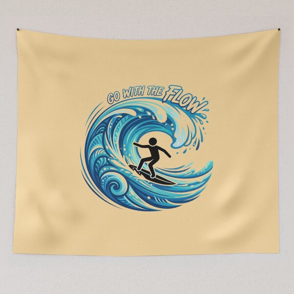Item preview, Go With The Flow Stickman Surf T-Shirt | Minimal Surfing Vector Design designed and sold by Chroma Dreams .