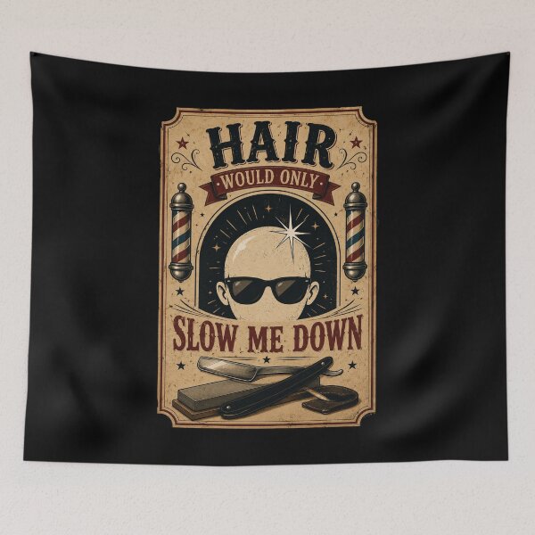 Item preview, Hair Would Only Slow Me Down Funny Bald Dad Vintage Barbershop Design designed and sold by La-Nuna.