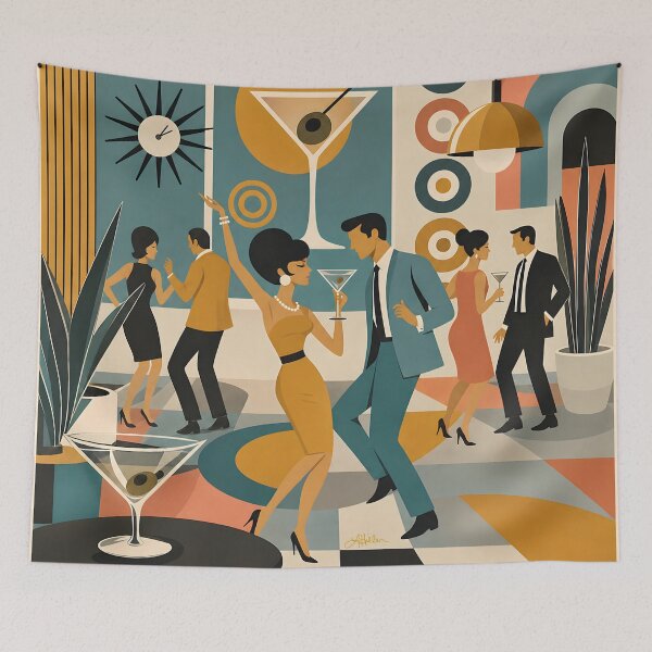 Item preview, Mid Century Modern Hip Martini Dance Party designed and sold by Lee Hiller Designs.