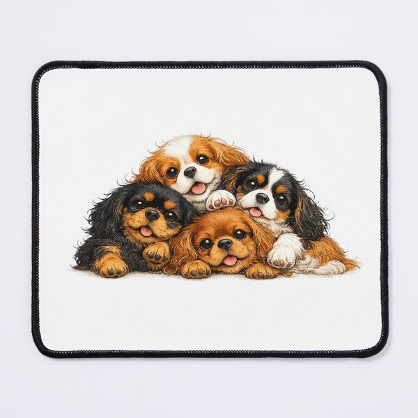 Item preview, Cute Cavalier King Charles Spaniel Puppies Group | Adorable Dog Lover Gift designed and sold by SakuraWaStyle.