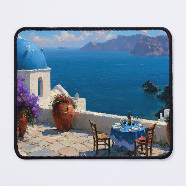 Item preview, Santorini Oia Terrace Blue Dome Impressionist Art designed and sold by daila70.